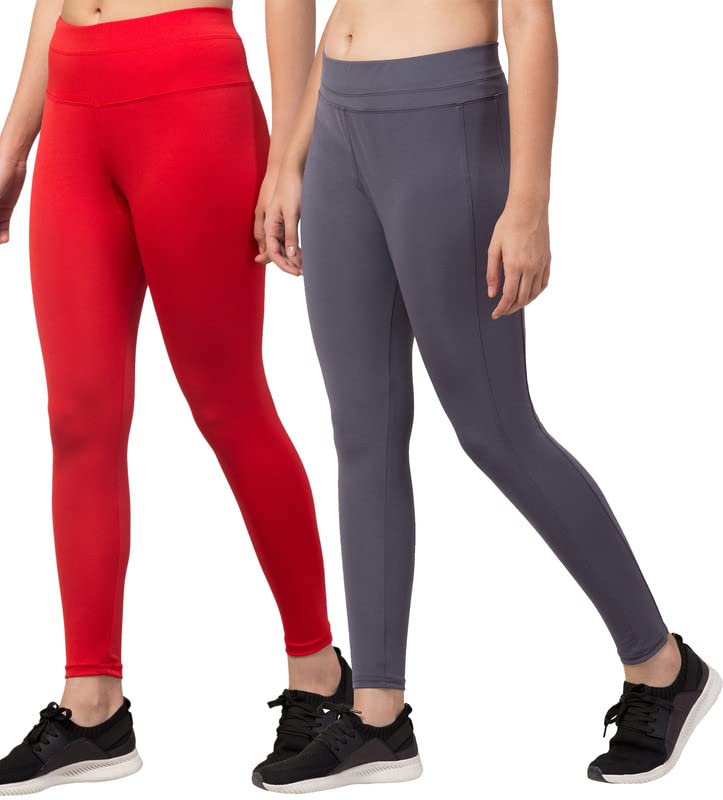 Image of BLUECON Gym wear Leggings Ankle Length Workout Pants | Stretchable Tights | Mid Waist Sports Fitness Yoga Track Pants for Girls & Women (Pack of 2)