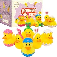Easter Rubber Duck Toy Bunny Rabbit Pack of Six Duckies for Kids Easter Eggs, Bath Birthday Gifts Baby Showers Summer Beach and Pool Activity, 2 Inch Duckies