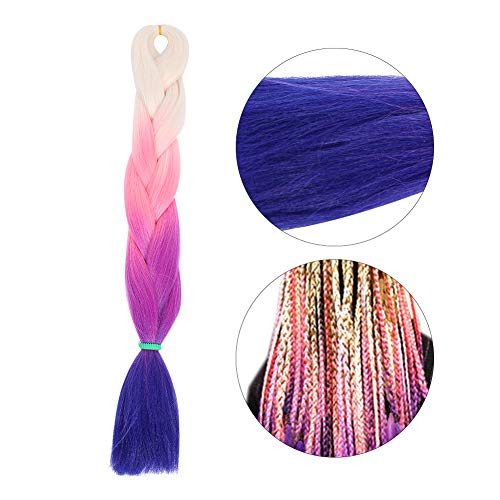 Capelli a treccia jumbo 47.2in, bianco rosa viola