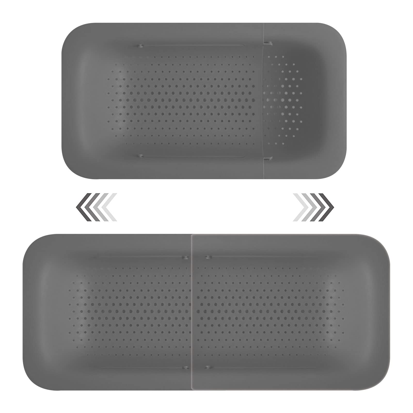 FYting Sink Strainer Basket,Over Sink Colander-Extensible,Vegetable Wash,Kitchen Essentials,Pasta Colander for Washing Fruits - for Draining Draining Bowls, Cutlery(37~49L x 20W x 7H) cm- Grey