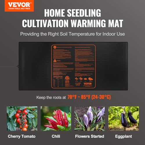 Image of VEVOR 48 inchx 20.75 inch Seedling Heat Mat 1 Pack, MET-Certified, Waterproof, for Indoor Germination, Gardening, Hydroponics, Greenhouse Use