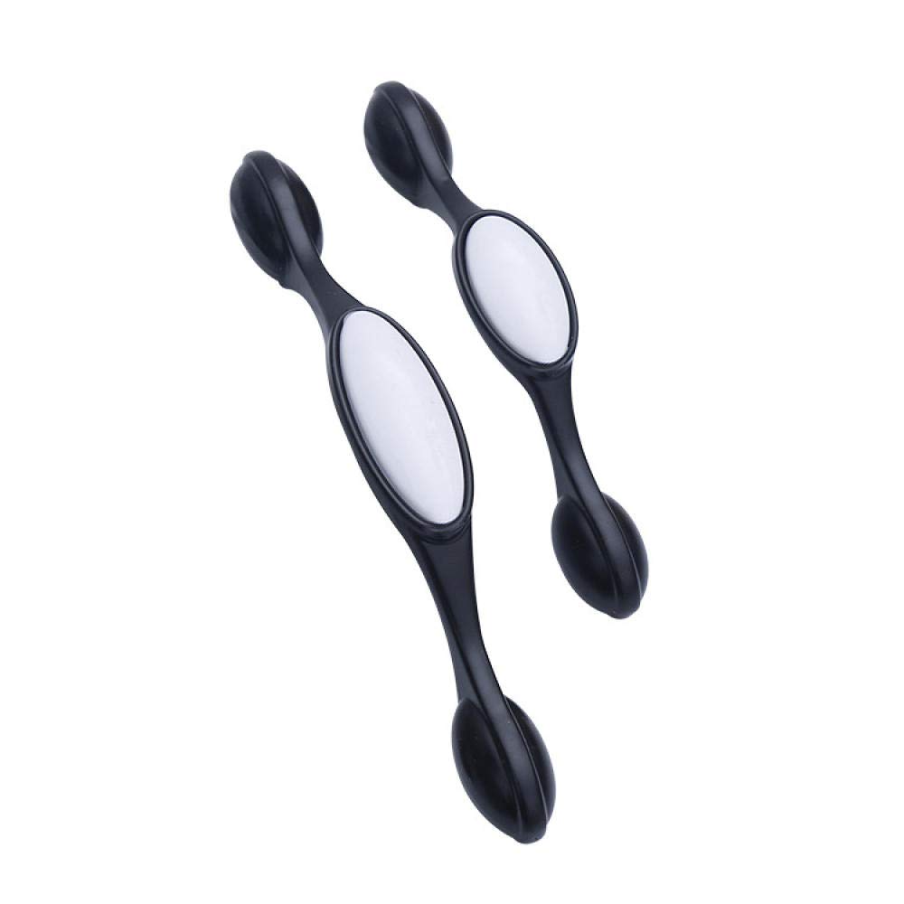 Stnyanxd 128 Black Antique Cabinet Drawer Handles 2Pcs Aluminum Alloy Black White Handle For Wardrobe Door Cupboard 96 Asian Black(128 Black)