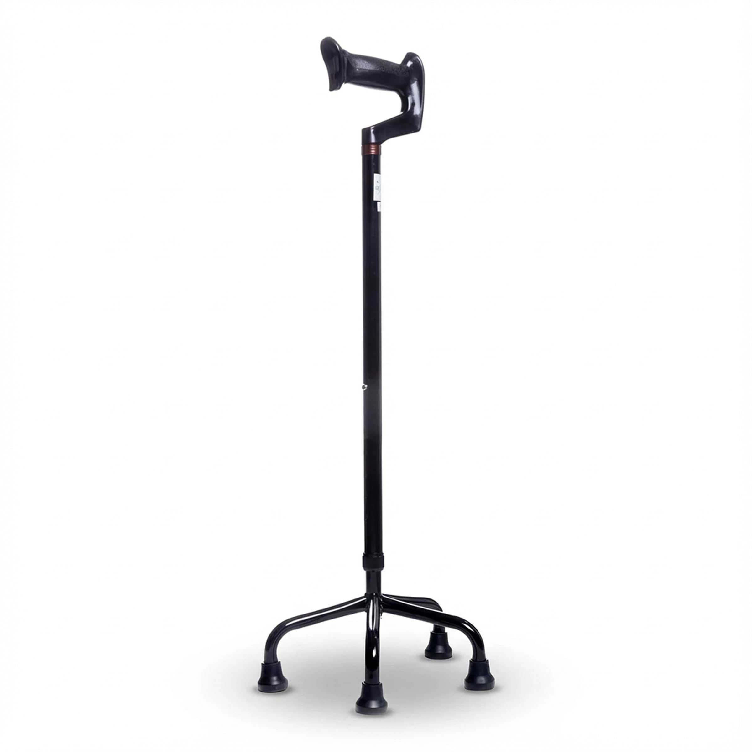 SPES Quadripode Nero in Alluminio - Bastone a 4 Piedi Autoportante per Anziani e Disabili - Ausilio Regolabile (62-85 cm) con Base Antiscivolo Stabile e Impugnatura Anatomica (Design Elegante)