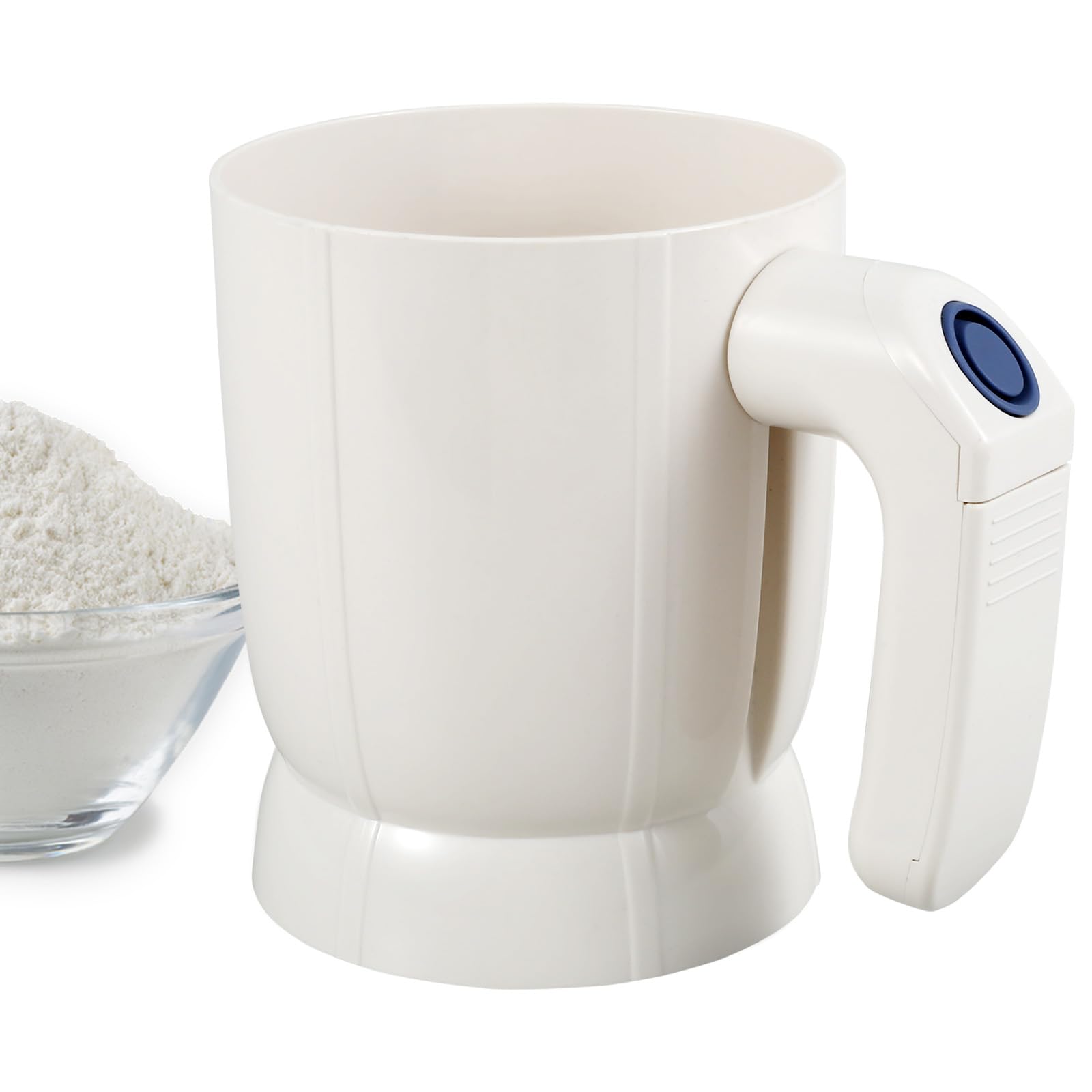 Electric Flour Sifter, Battery Operated Flour Sieve for Baking, Sifter for Baking, Handheld Flour Sieve with Stainless Steel Fine Mesh Detachable Flour Sifter Cooking Baking Tool