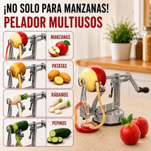 Miniatura 6 de Pelador De Manzanas Deluxe De Acero Inoxidable Función 3 En 1 Pelador Económico Cortador De Manzanas Descorazonador De Manzanas