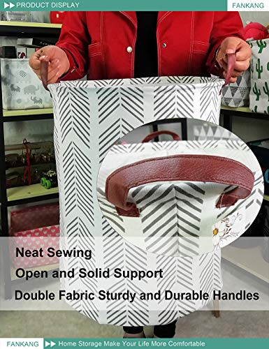 Fankang Storage Basket, Nursery Hamper Canvas Laundry Basket Foldable With Waterproof Pe Coating Large Storage Baskets For Kids Boys And Girls, Office, Bedroom, Clothes,Toys（Grey Arrowhead） #TOP4