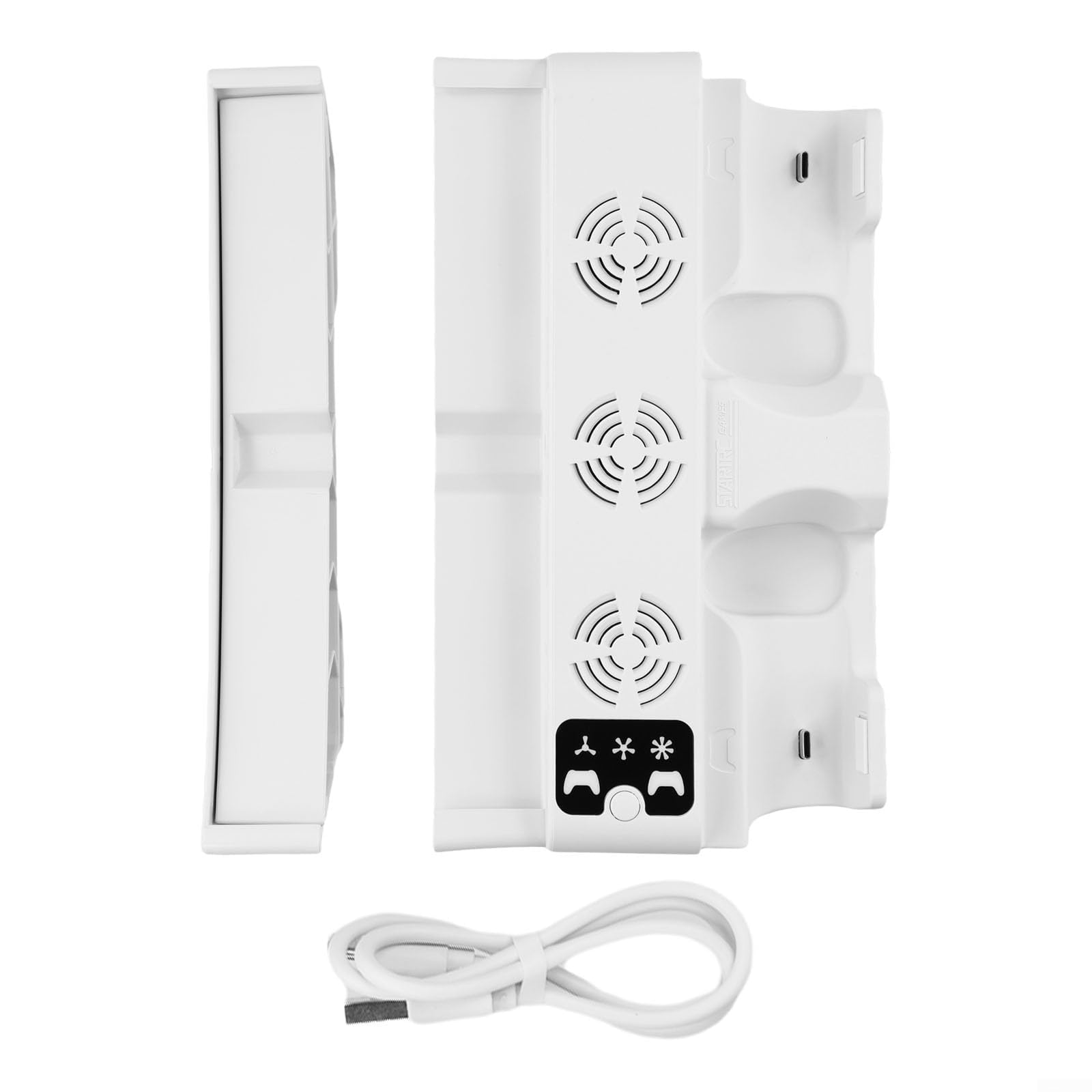 Supporto di raffreddamento orizzontale per ventola a 3 livelli per PS5 ProSlim carica due controller contemporaneamente con indicatori LED