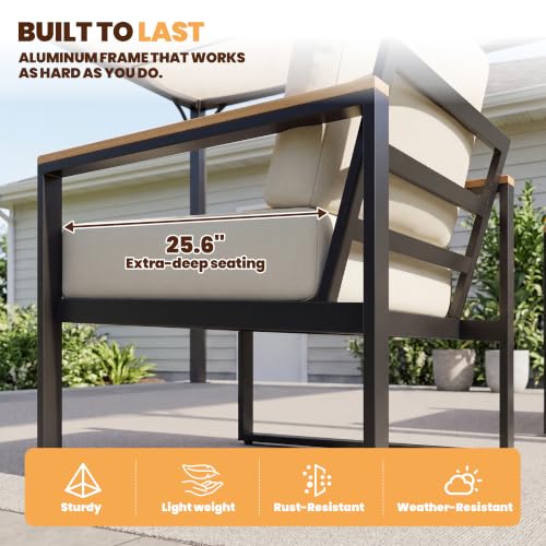 Image of Aoxun Patio Furniture Set, Metal Outdoor Furniture with Thick Cushions