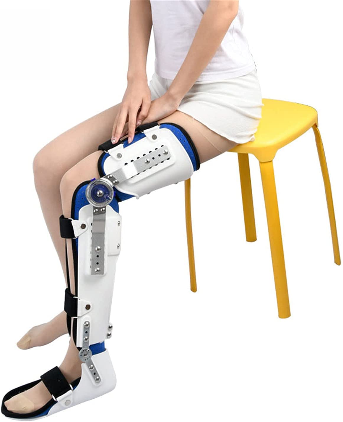 Ginocchiera， ortesi Ginocchio Caviglia Piede Regolabile Post-operatoria per stabilizzatore di Supporto per la stabilizzazione del Recupero Dopo l'intervento，Left-One Size