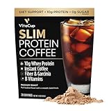 VitaCup Slim Protein Coffee Shake for Diet Support, Instant Coffee w/Whey Protein Powder, B Vitamins & Fiber, Dietitian Developed for Performance and Taste, Make as Iced Coffee or Shake, 20 Servings