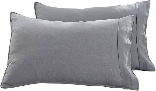 Miniatura 159 de S VICTORY SYMBOL 100% Organic Linen Pillowcases 20"x30" Set of 2,French Natural Flax Soft Durable Pillowshams Sandy Beige,Standard