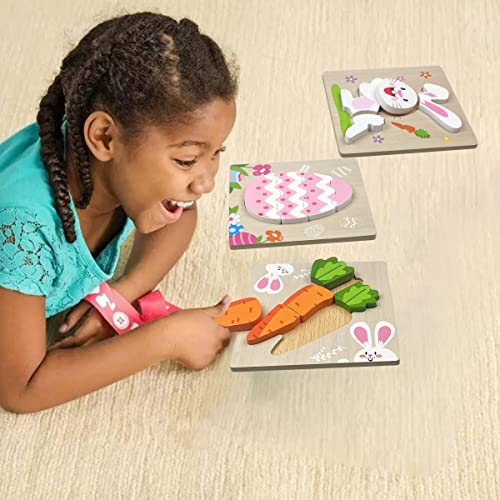 Anditoy 4 Pack Easter Wooden Puzzles For Kids Toddlers Easter Toys Easter Basket Stuffers Gifts Party Favors #TOP2