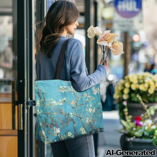 Image of Art Lover Zippered Tote Bag Waterproof Large Work Tote Bags, Artwork Women's Purse Handbags Travel Totes