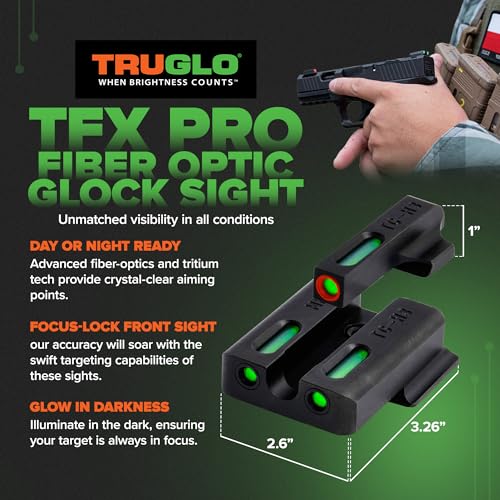 Image of Truglo TFX PRO Handgun Sight, Glowing Shock Proof Tritium and Fiber Optic Night Sight for Handguns, Compact, Durable, and Snag Free Sight