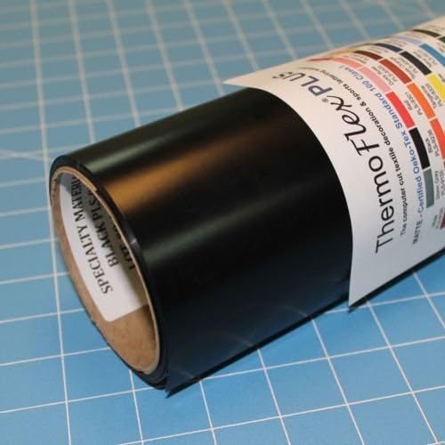 ThermoFlex Plus 15" Roll, Iron on Heat Transfer Vinyl, HTV (Black, 15 Feet)