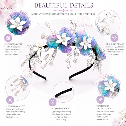 Image of Samyak Pearl & Crystal Hair Band Accessories For Women & Girls, Stylish Tiara Headband For Wedding Party Juda Bun Fashion For Bridal Hair Decoration Accessory