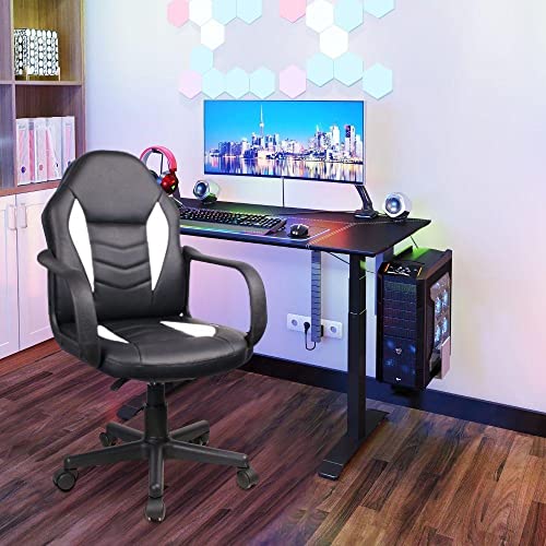 Cadeira Gamer Infantil em Couro Pvc Pelegrin Pel-9354 Preto com Branco