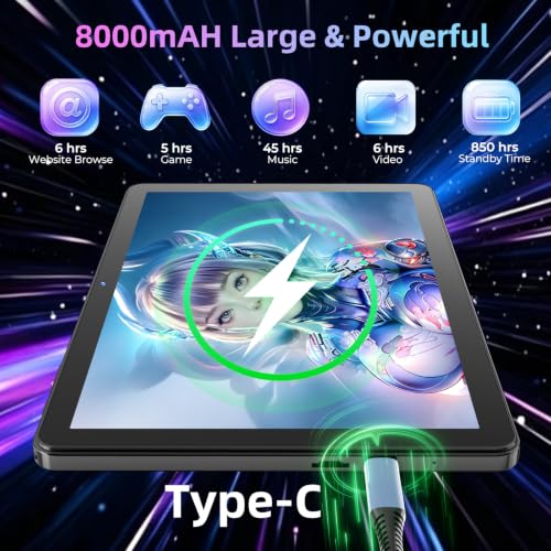 Image of 11 inch Tablet with Keyboard,Android 16 Tablet with Octa Core Processor | 32GB+128GB (1TB Expand),1920x1200 IPS HD Touchscreen,8MP+16MP Dual Camera,Widevine L1,8000mAh , WiFi /GPS,Case Included