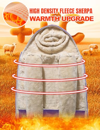 Unisex Boys Girls Sherpa Lined Fleece Jacket Hoodie Kids Warm Winter Zip Up Hooded Sweatshirt Jackets Coat 5-15Y2