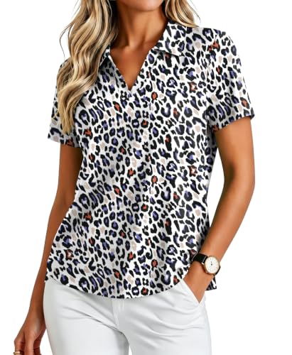 Image of PINSPARK Womens Golf Shirt Short Sleeve Polos UPF 50+ Collared Tennis Tops
