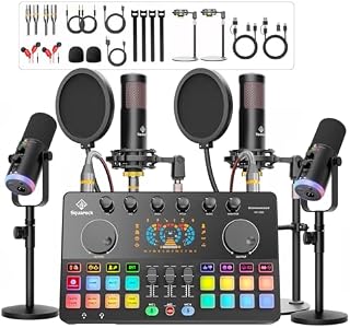 Podcast Equipment Bundle, USB/XLR Dynamic Podcast Microphone for Live Streaming/Recording, Online Gaming for Phone/Laptop/PC Audio Interface