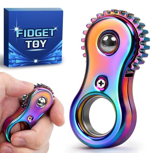 Metal Fidget Spinner Toys for Teen Boys, Silent Finger Fidget Clicker for Adults Figette Pad Ring Quiet Office Desk Toy Sensory Autism Autistic ADHD Calm Down EDC Cool Gadget Gifts
