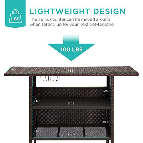 Best Choice Products SKY3280 Outdoor Patio Wicker Bar Counter Table Backyard Furniture W/ 2 Steel Shelves And 2 Sets Of Rails thumb #4