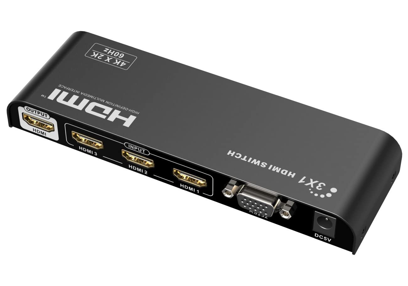 PremiumCord 4K HDMI przełącznik 3:1 z pilotem zdalnego sterowania i zasilaczem sieciowym, metalowa obudowa, przełącznik, rozdzielczość wideo 4Kx2K 2160p UHD 60Hz, Full HD 1080p, 3D, HDCP, kolor czarny