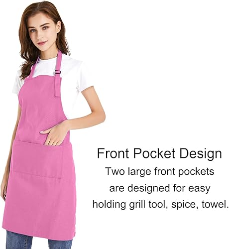 Miniatura 8 de TOPTIE Delantal unisex bordado personalizado, lona de algodón, delantal de cocina ajustable para chef con bolsillos