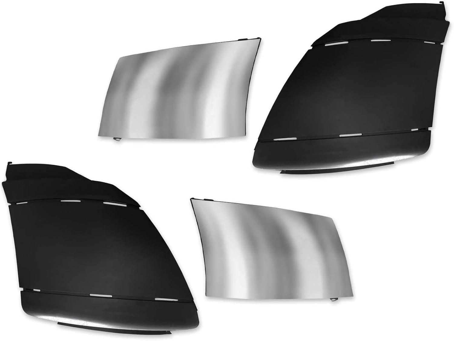 KOZAK PLASTIC Bumper SET wiht Chrome Trim: Center Cover & Corner Extension PAIR (Left and Right Side) Compatible with International Prostar 2008-2015 PLUS Logo, Wipers, License Plate Frame and Vest