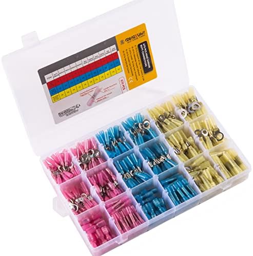 670PCS Heat Shrink Wire Connectors Heat Shrink Butt Connector Waterproof Automotive Marine Electrical Terminals Kit Crimp Connector Assortment Ring Fork Spade Bullet Hooks Butt Splices