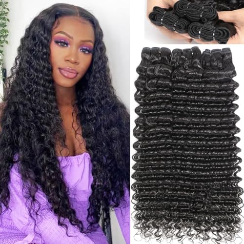 Troskamar Deep Wave Human Hair Bundles for Black Women 12A