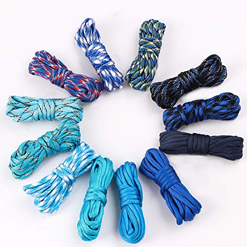 Hileyu Corde de Parachute 12 Couleurs 3 m Paracorde 550 Multifonction Type III 250 kg Paracorde de Survie aléatoire Kit de Bricolage 7 brins Corde de Tente Corde de Survie extérieure Corde de Survie