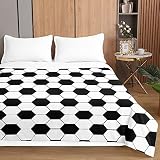 Chickwin 3D Fútbol Patrón Colcha Bouti Colcha de Cubrecama, Verano Ligero Edredón Manta de Dormitorio Suave Multiuso Colchas para Cama Infantil Individual Matrimonio (230x280cm,Hexágono)
