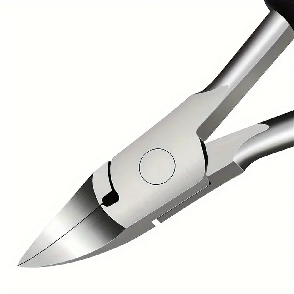 Professioneller konkaver Nagelknipser aus Edelstahl für dicke Nägel und eingewachsene Zehennägel. Scharfe, gebogene Klinge für einfaches Trimmen. D80, schwarz, 2 Stück