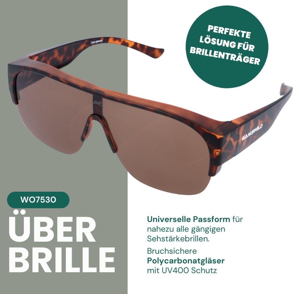 Gamswild WO7530 Überbrille - Sonnenbrille - Sportbrille - bruchsichere Polycarbonatgläser mit 100% UV400 Schutz – 26g