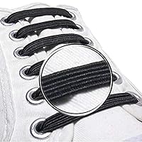 maxstrapz Pack of 20, No Tie Elastic Shoelaces Fabric Style Alternative to Silicone, Super Stretch Nylon Shoe Laces for Kids or Adults, Redesigned Product (Black, Medium)