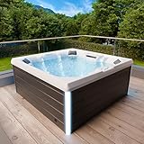 Tronitechnik® Outdoor Whirlpool Spa TORCELLO außen Badewanne weiß 210cm x 210cm mit Heizung, Hydromassage und Farblichtherapie