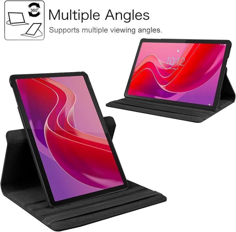 Image of Fitsmart 360 Degree Rotating Stand PU Leather Safety Case Smart Shell Stand Flip Cover for Lenovo Idea Tab Plus (12.1 inch) - Black