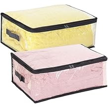 Fixwal 2pcs Small Comforter Storage Bags with Zipper 35L Capacity, Clear Plastic Closet Storage and Organizers for Clothing Sweaters Bedding Blankets