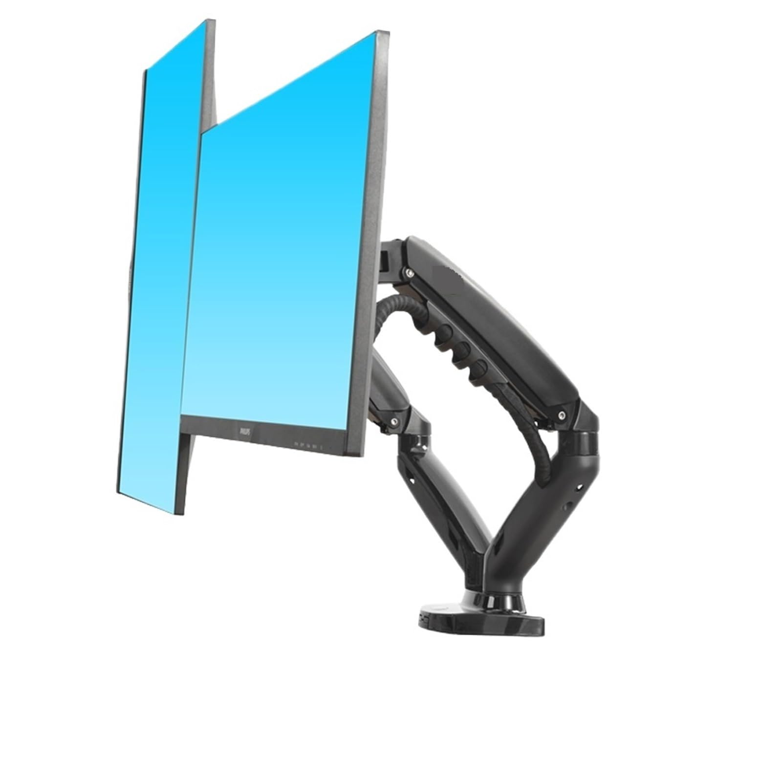 YLUPVT F160 Holder Full Motion Dual Arm Monitor Support 17-30 Inch Mount Bracket Load 2-9 Kgs Each(2023 Black 1xUSB3.0)