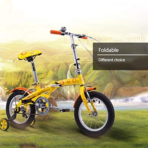 HJRBM Kinderfahrrad Jungenfahrräder Faltbares Fahrrad 14 Zoll Fahrräder Geeignet für Kinder 100-120 cm Höhe Kinder (Farbe : ORANGE, Größe : 14 Zoll) Outdoor-Sportarten Mountainbike – Bild 3