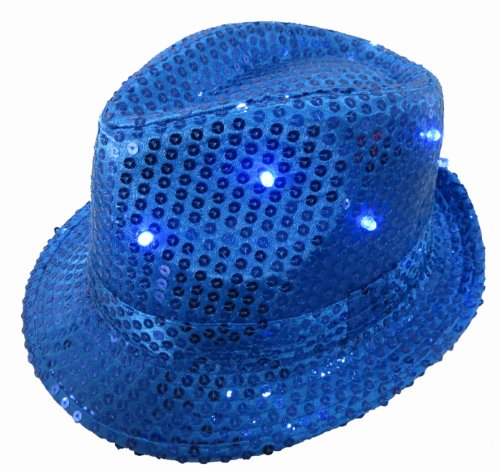 WeGlow International Light Up Sequin Fedora Hat, Blue