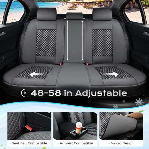 Image of Coverado Car Seat Covers Full Set: Breathable Leather Seat Covers for Front & Rear Seats, Waterproof Car Seat Protector, Universal Fit for Most Cars SUVs Trucks, Gray