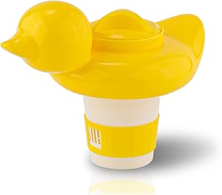 Chlorine Floater, Cute Rubber Duck Pool Chlorine Floater Floating Pool Chlorine Dispenser for Swimming Pool, Spa, Hot Tub, Viewing Pool, 5x6.7inch (Yellow Duck Shape)