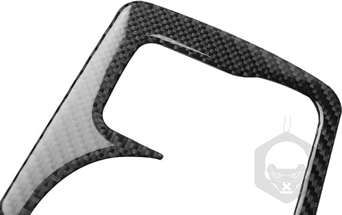 Miniatura 25 de Adhesivo para panel de palanca de cambios de consola central de automóvil, decoración de fibra de carbono suave real, interior de automóvil rojo