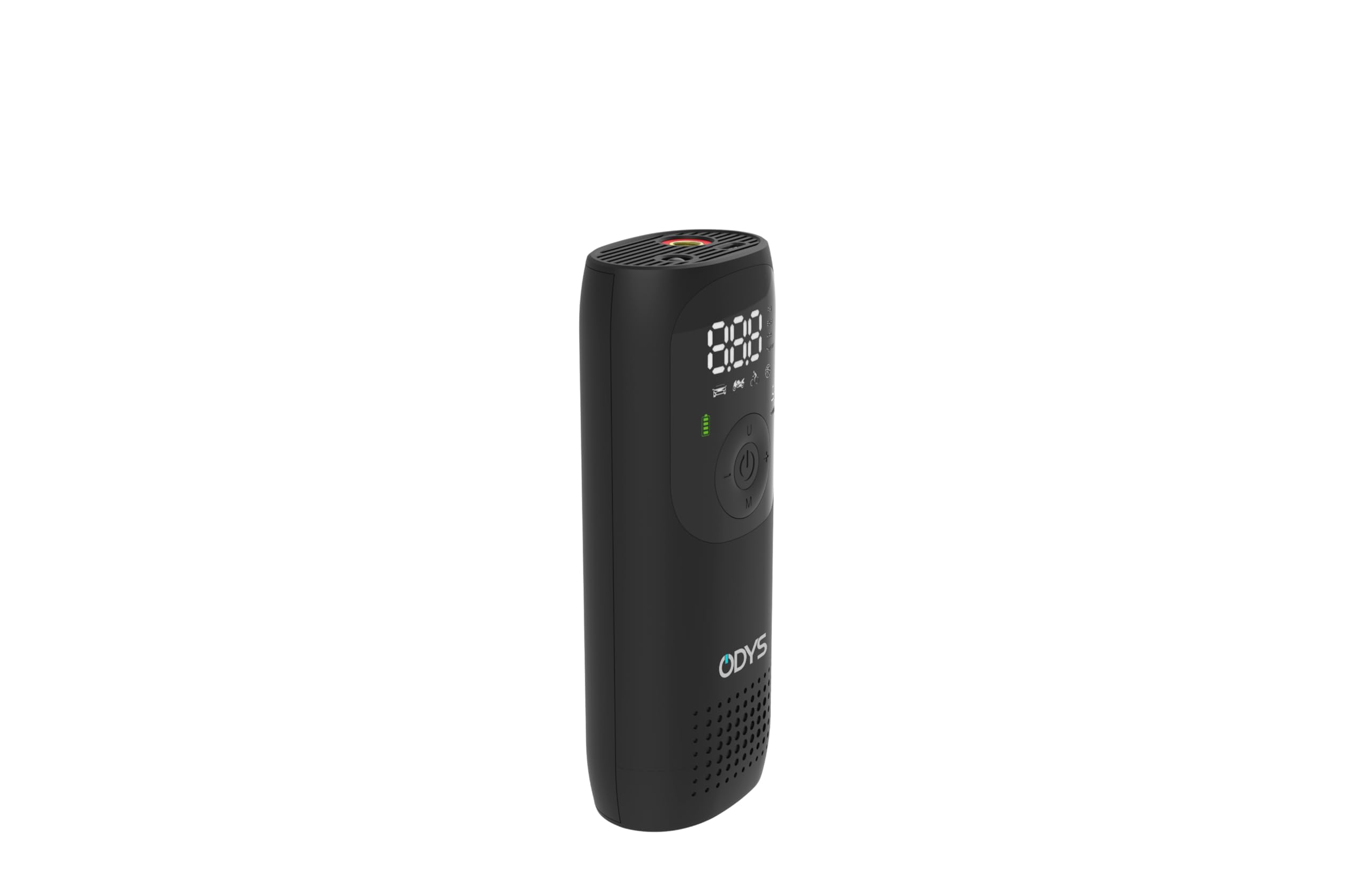 ODYS FlexPump akkubetriebener tragbarer elektrischer Luftkompressor Luftpumpe für Auto, Motorrad, Scooter, Fahrrad, Bälle (0-10Bar/0-150PSI, 2000mAh, Aufladung per USB-C, digitale Anzeige, LED Licht)