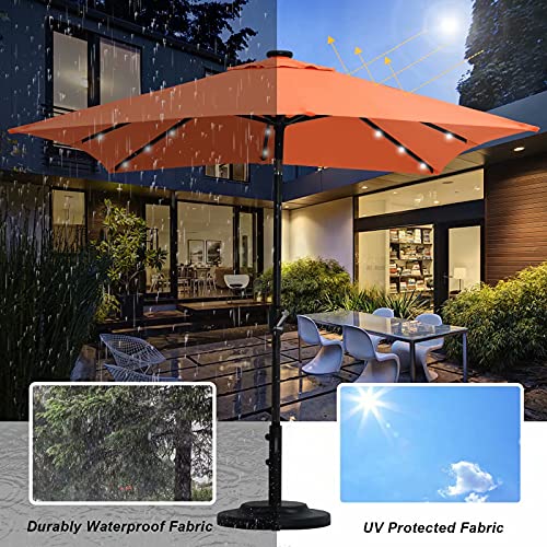 Image of ABCCANOPY Square Solar Led Patio Umbrellas 7.5FT x 7.5FT (Orange)