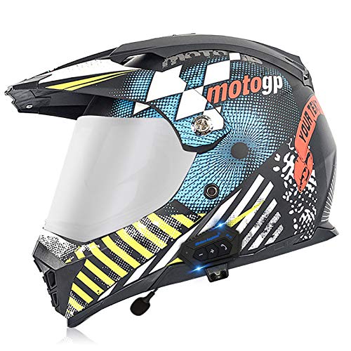 Cascos Mountain Bike Cascos de Motocross,Bluetooth Cascos modulares CertificacióN Dot/ECE Four Seasons Large Rally Casco Mountain Bike DH...