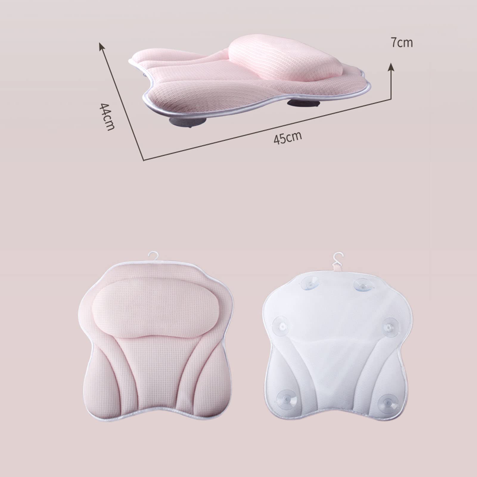 MyrRhe Ergonomiczna poduszka spa do wanny, poduszka do kąpieli dla dorosłych z podparciem szyi i pleców, idealna do wanien jacuzzi - Wymiary: 45 x 44 x 7 cm